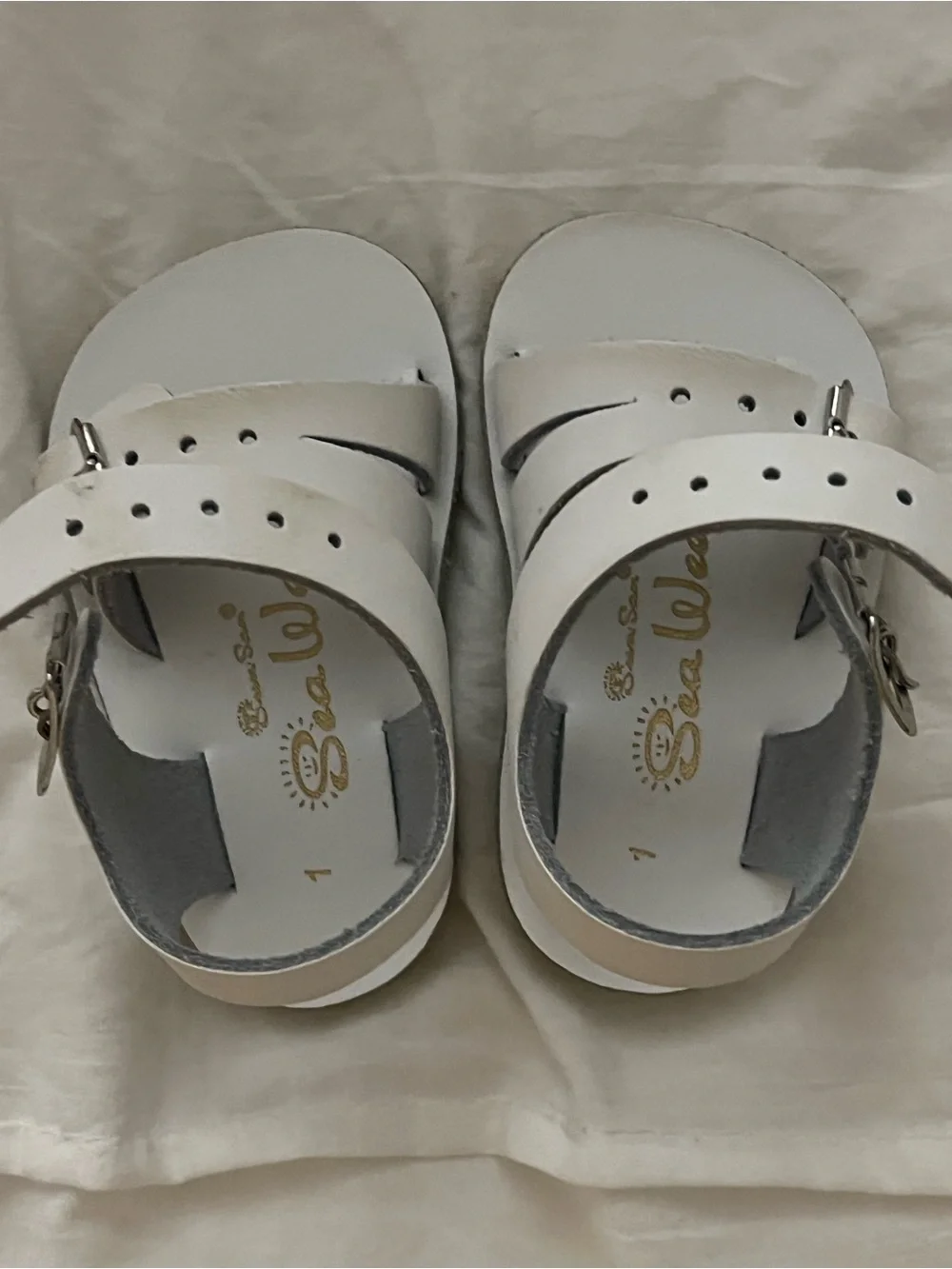 Classic White Double-Buckle Kids Sandals